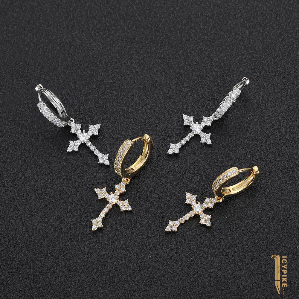18K Gold Plated Cross Earrings - {{ cuban link}} Earrings