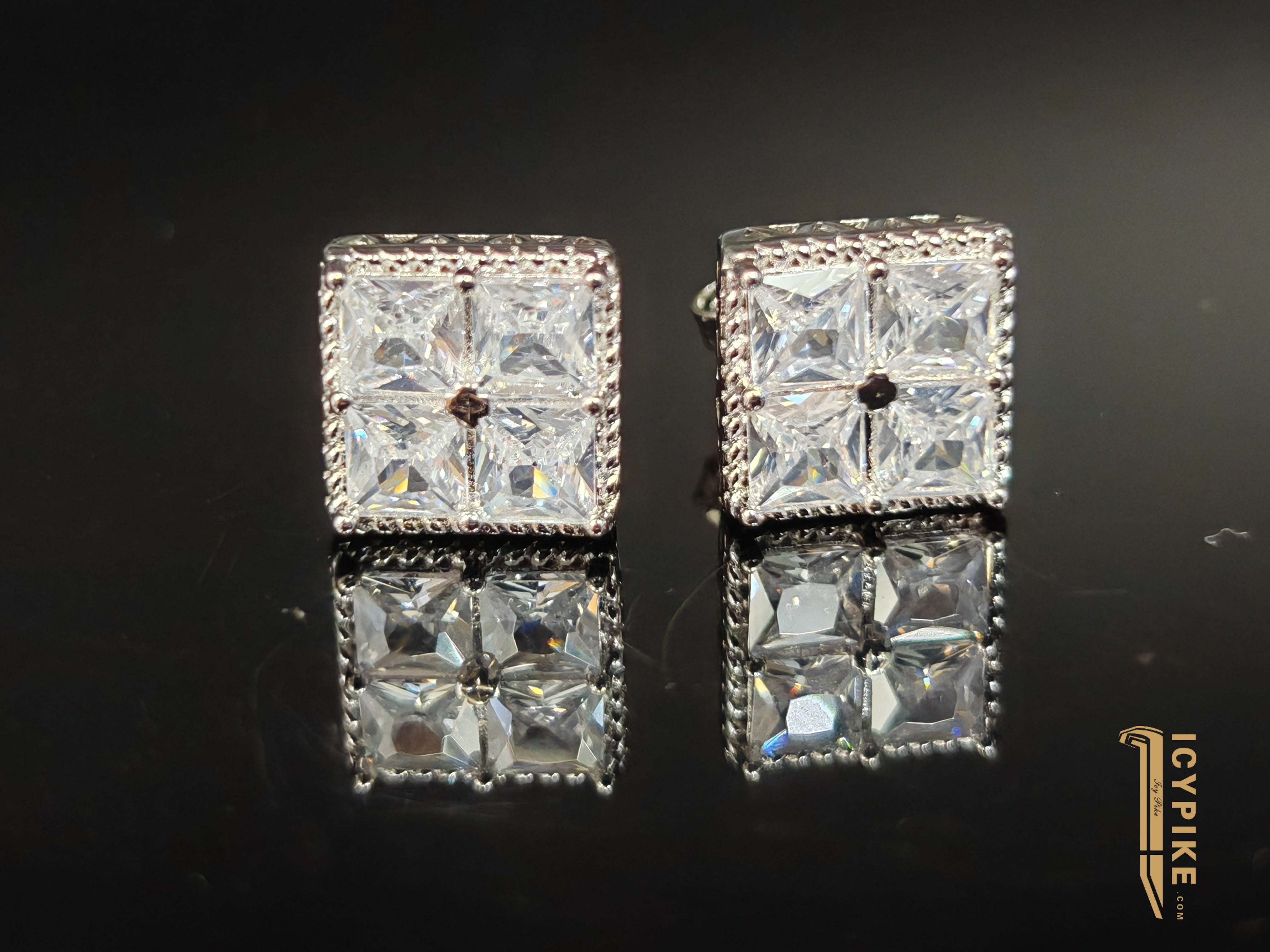 18K Gold Plated Ice Cube Earrings - {{ cuban link}} Earrings