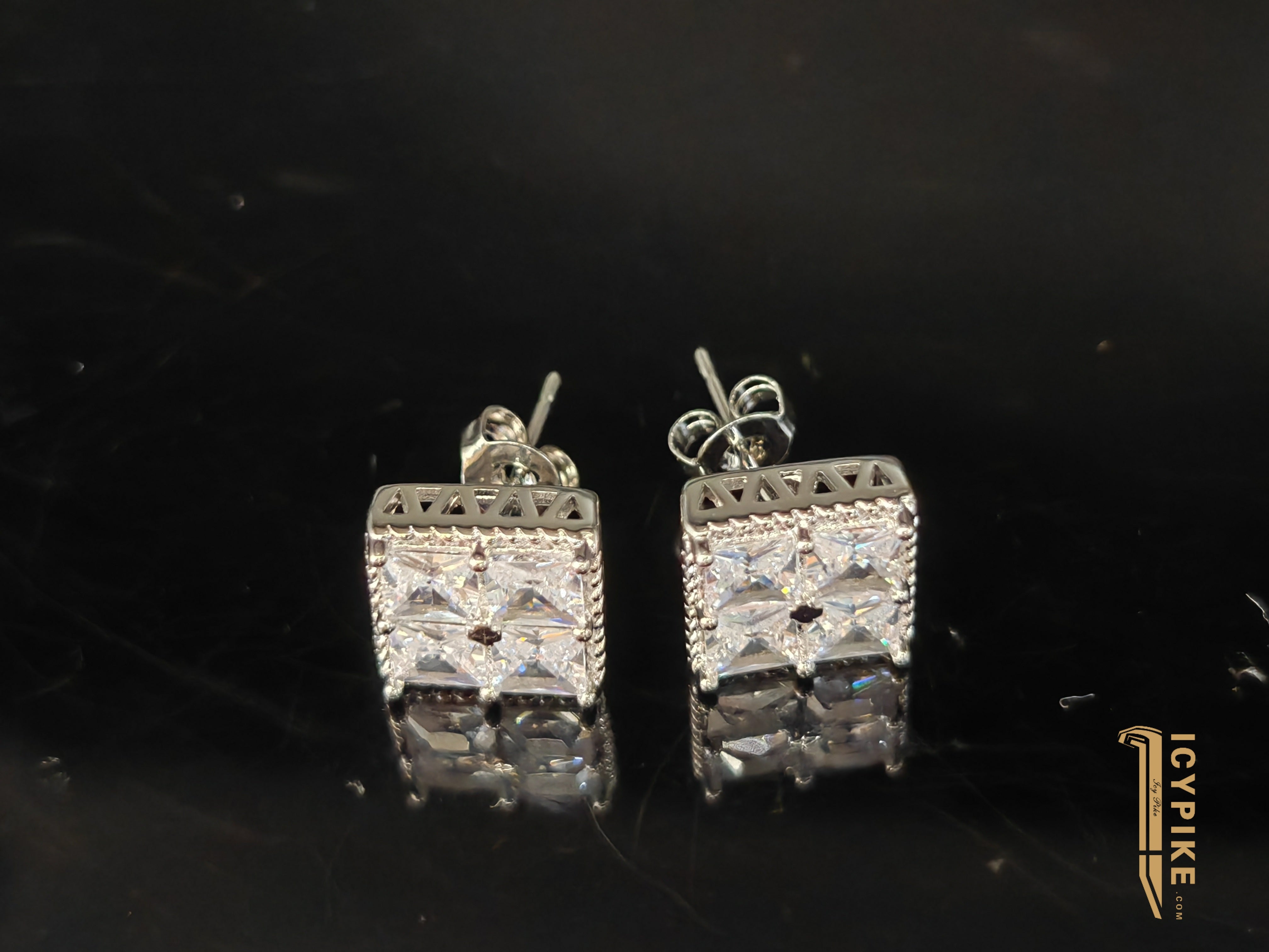 18K Gold Plated Ice Cube Earrings - {{ cuban link}} Earrings