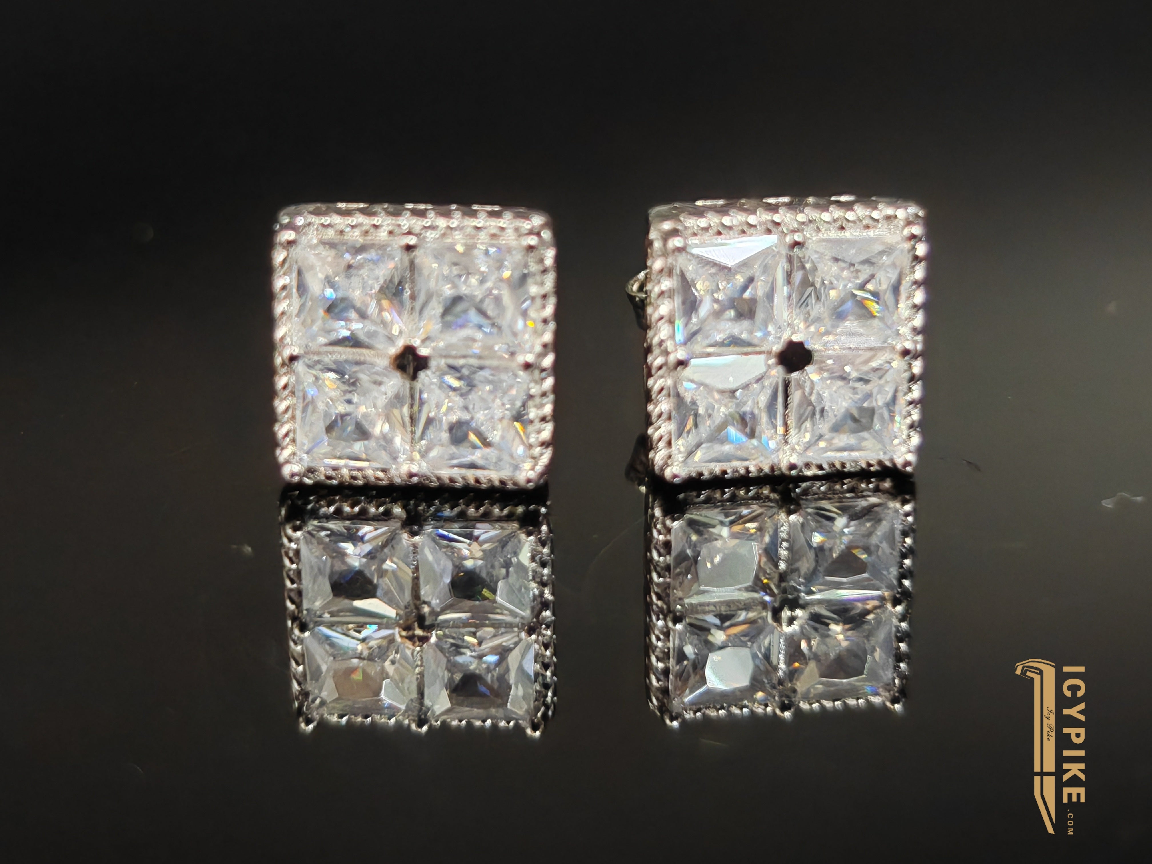 18K Gold Plated Ice Cube Earrings - {{ cuban link}} Earrings