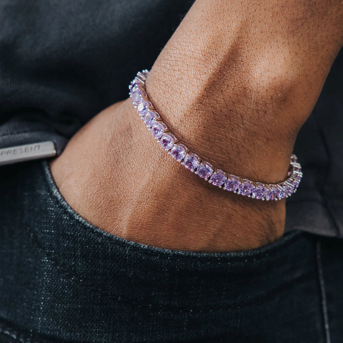 5mm 18K Gold Plated Purple Diamond Tennis Bracelet