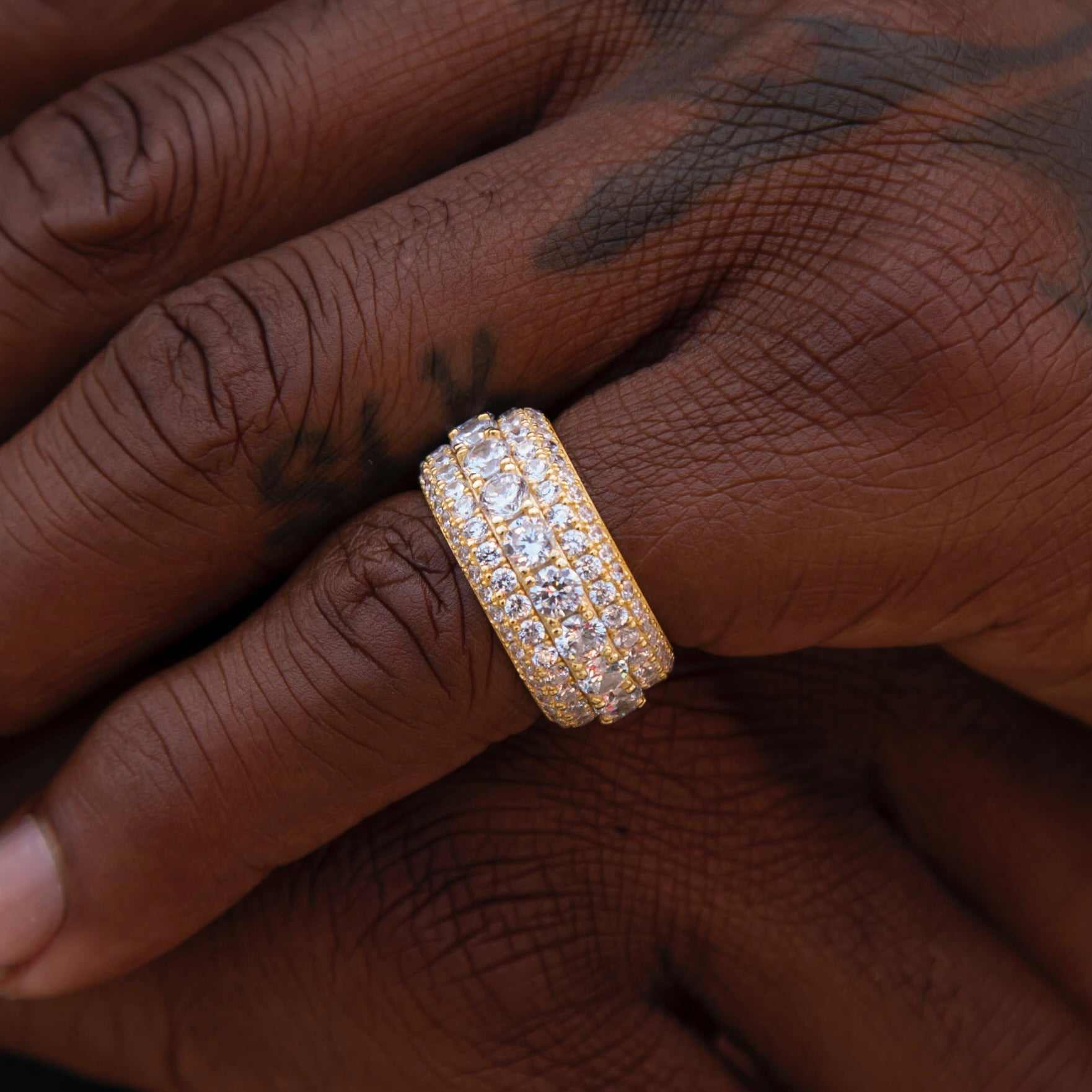 18K Gold Five Rows Full Set Ring