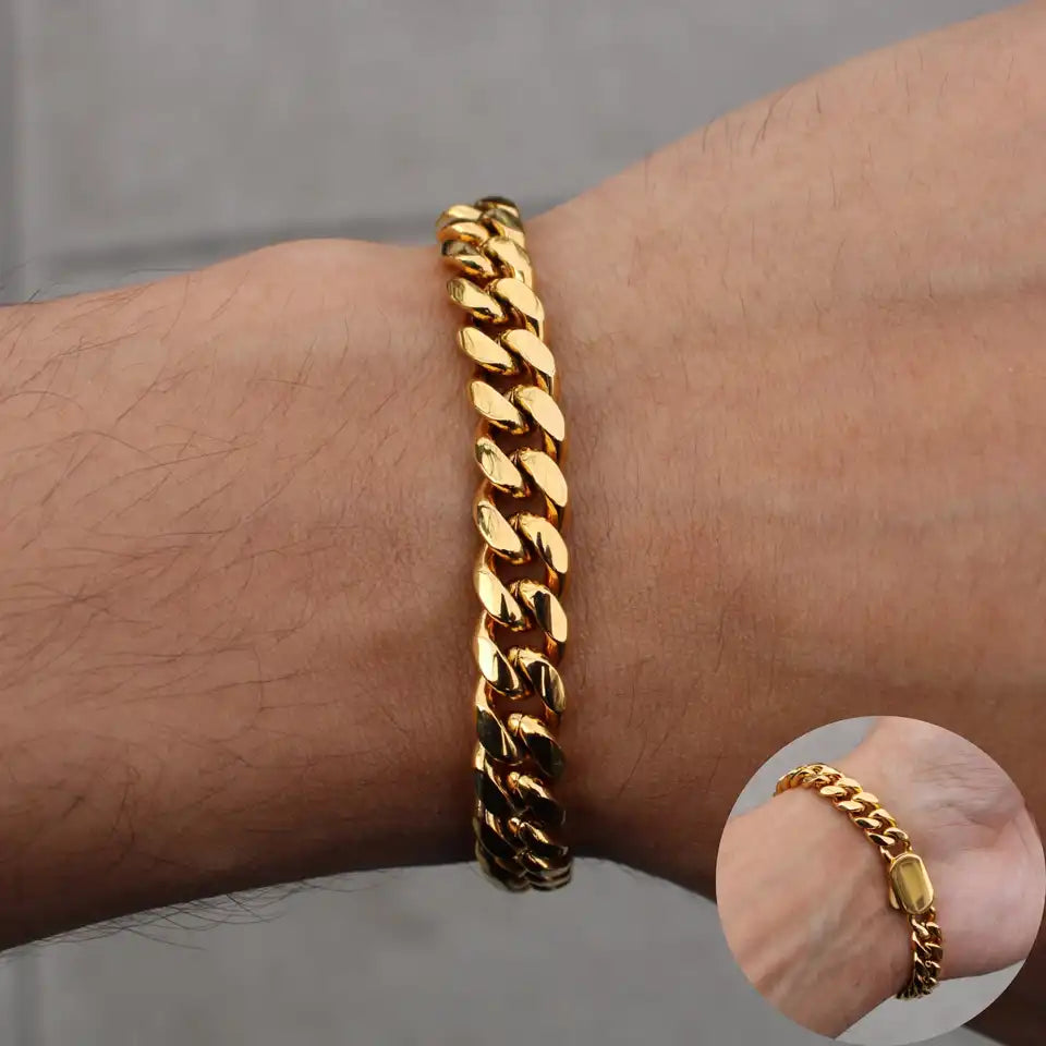 8mm Miami Cuban Bracelet 18k Gold