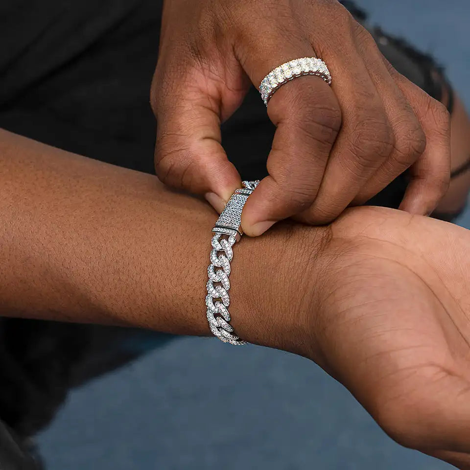 8.5mm Diamond Cuban Bracelet White Gold/ Yellow Gold/ Rose Gold