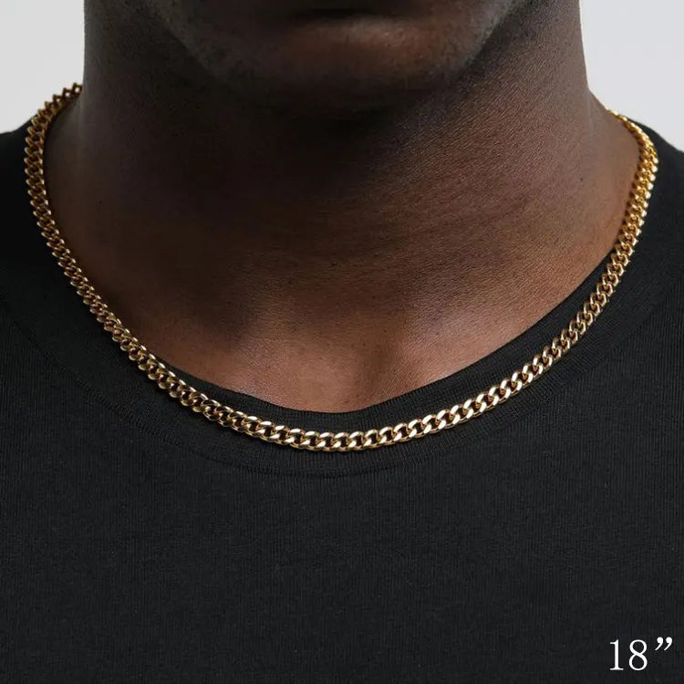 5mm 18k Gold Plated Cuban Link Chain