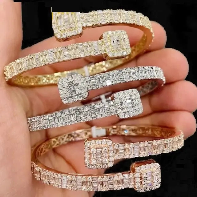 18K Gold Baguette Bangle Bracelet
