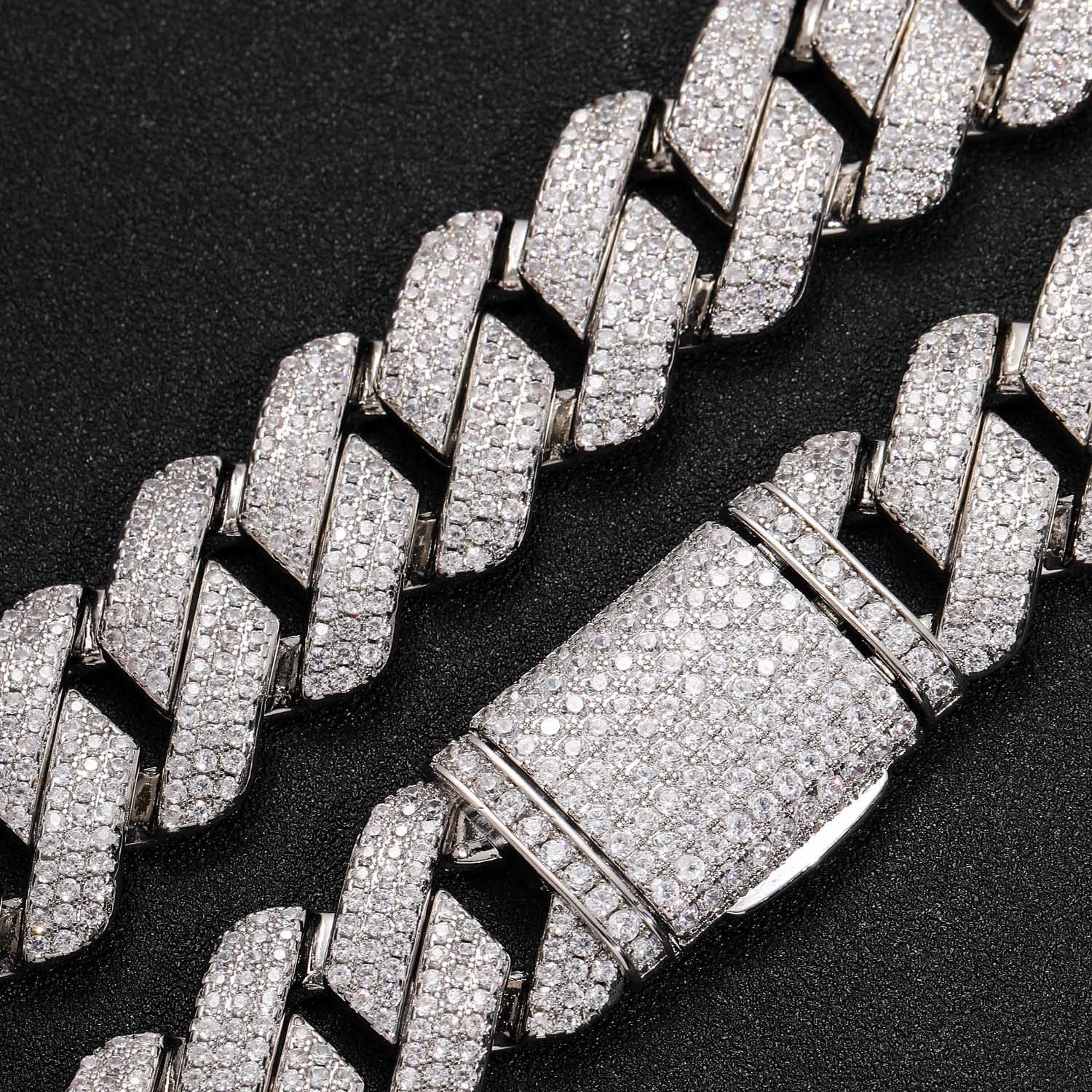 S925 MOISSANITE PRONG CUBAN CHAIN