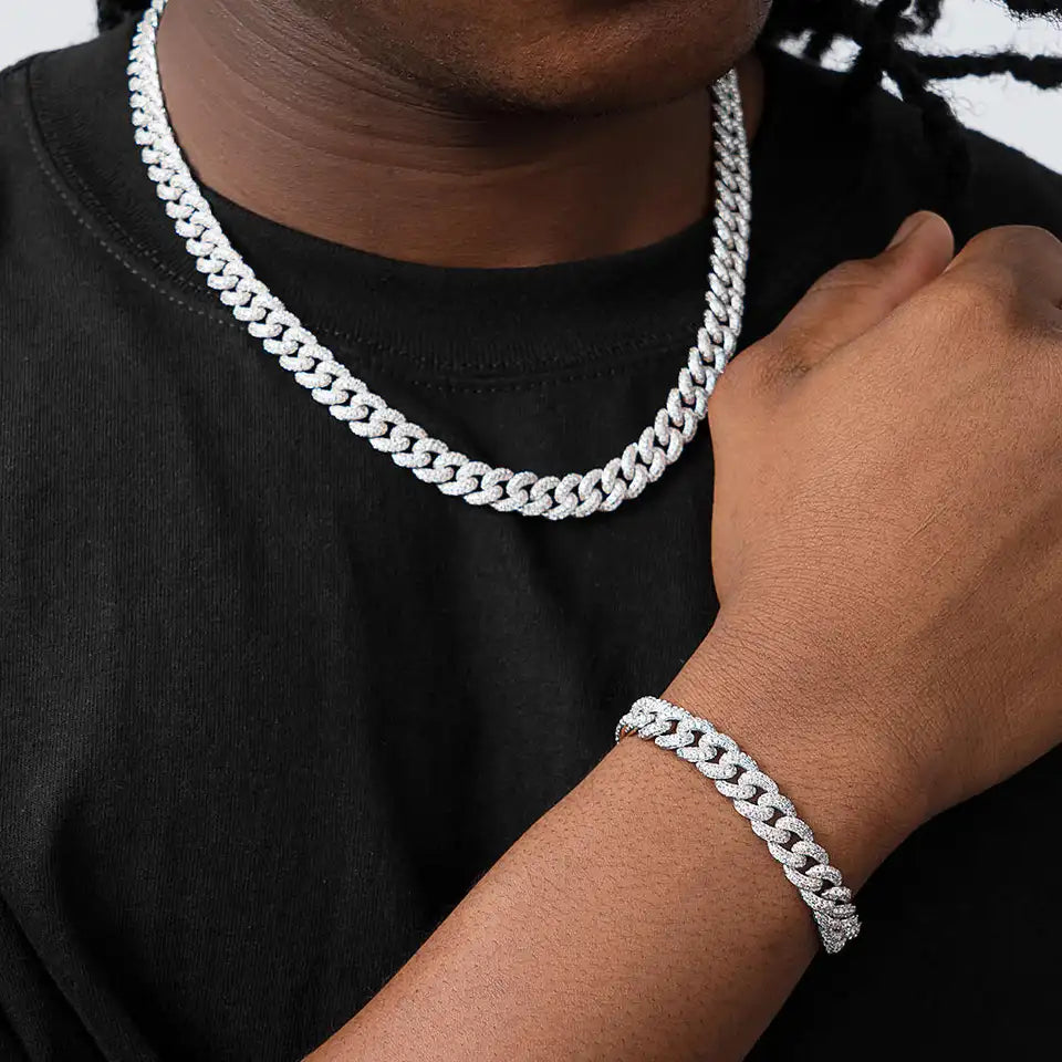8.5mm Diamond Cuban Bracelet White Gold/ Yellow Gold/ Rose Gold