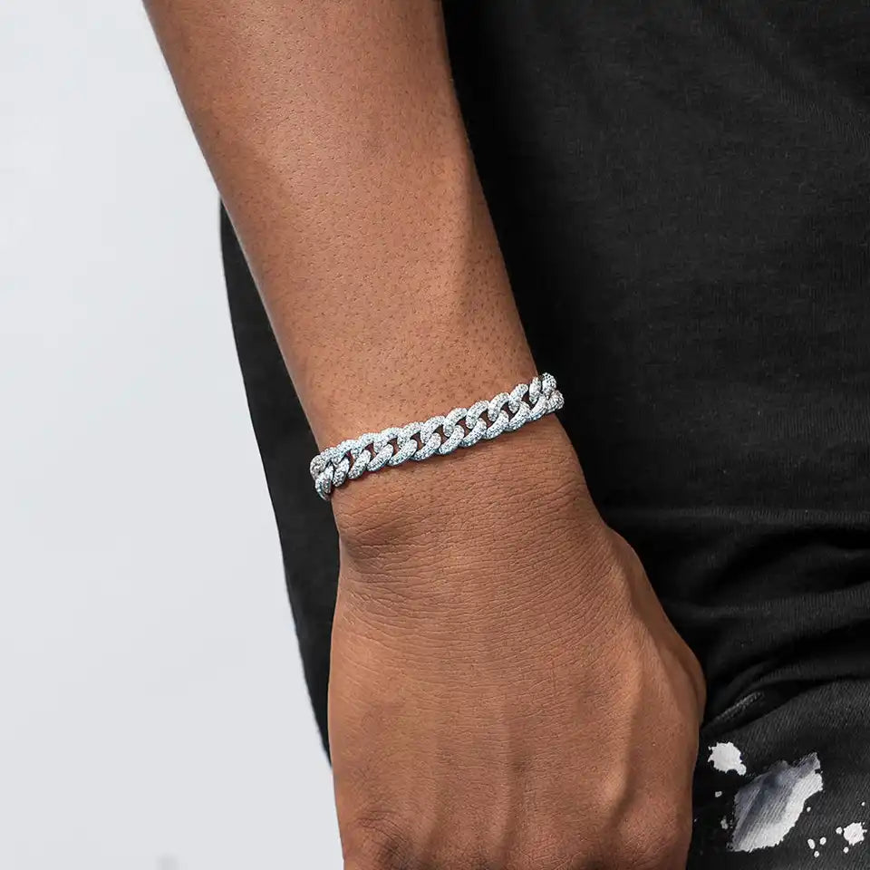 8.5mm Diamond Cuban Bracelet White Gold/ Yellow Gold/ Rose Gold