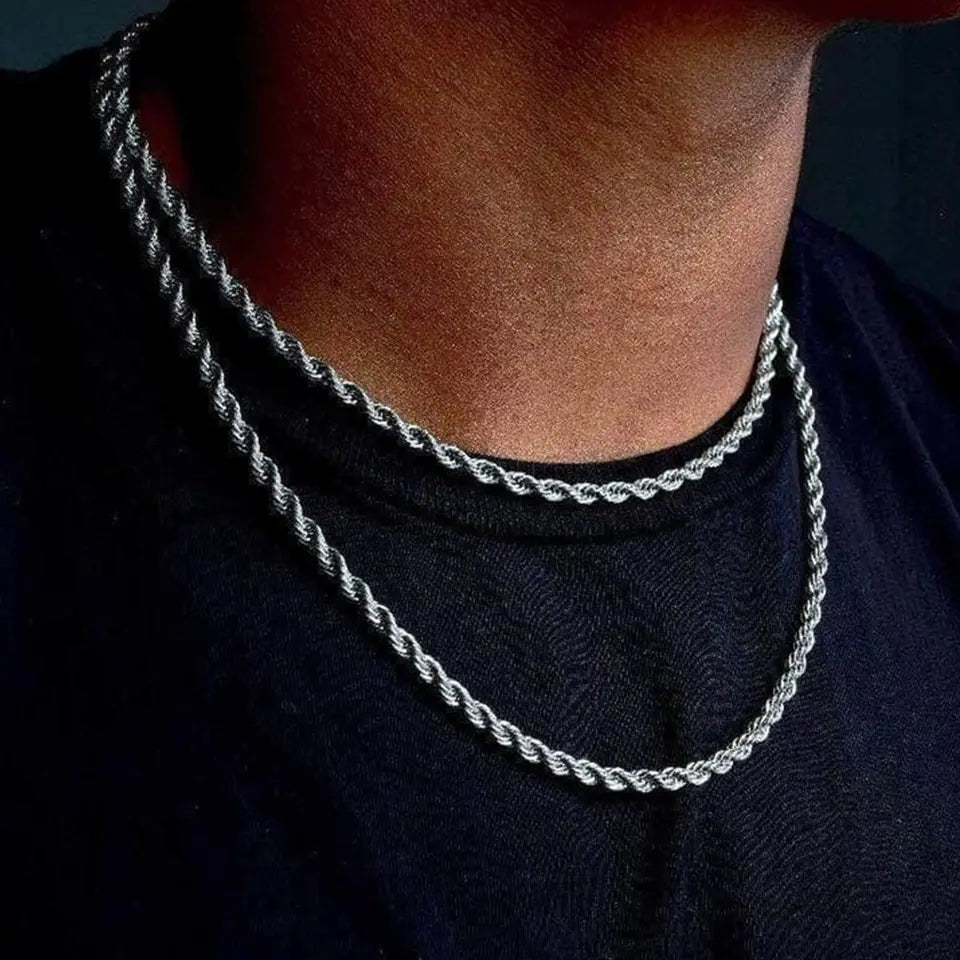 4MM 14K White Gold Plated Stainless Steel Link