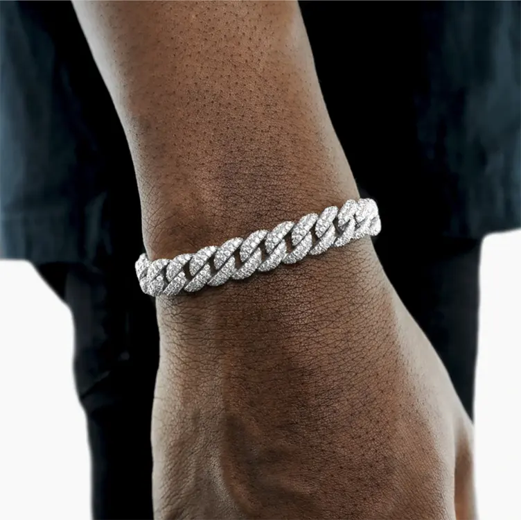 8.5mm Diamond Cuban Bracelet White Gold/ Yellow Gold/ Rose Gold