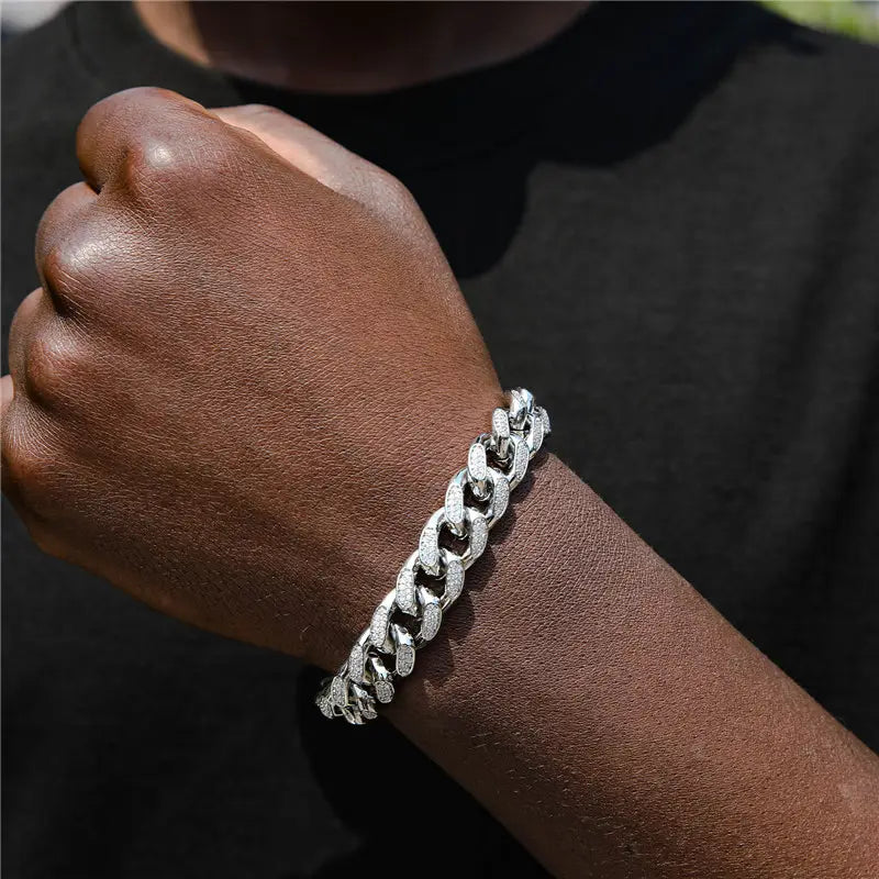 12mm 18k Gold Plated Diamond Cuban Bracelet