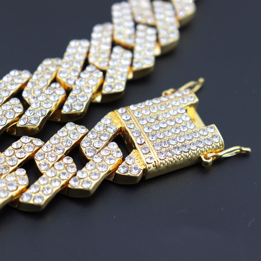 20mm Gold Plated Rhombus Iced Cuban Chain - {{ cuban link}} Chain