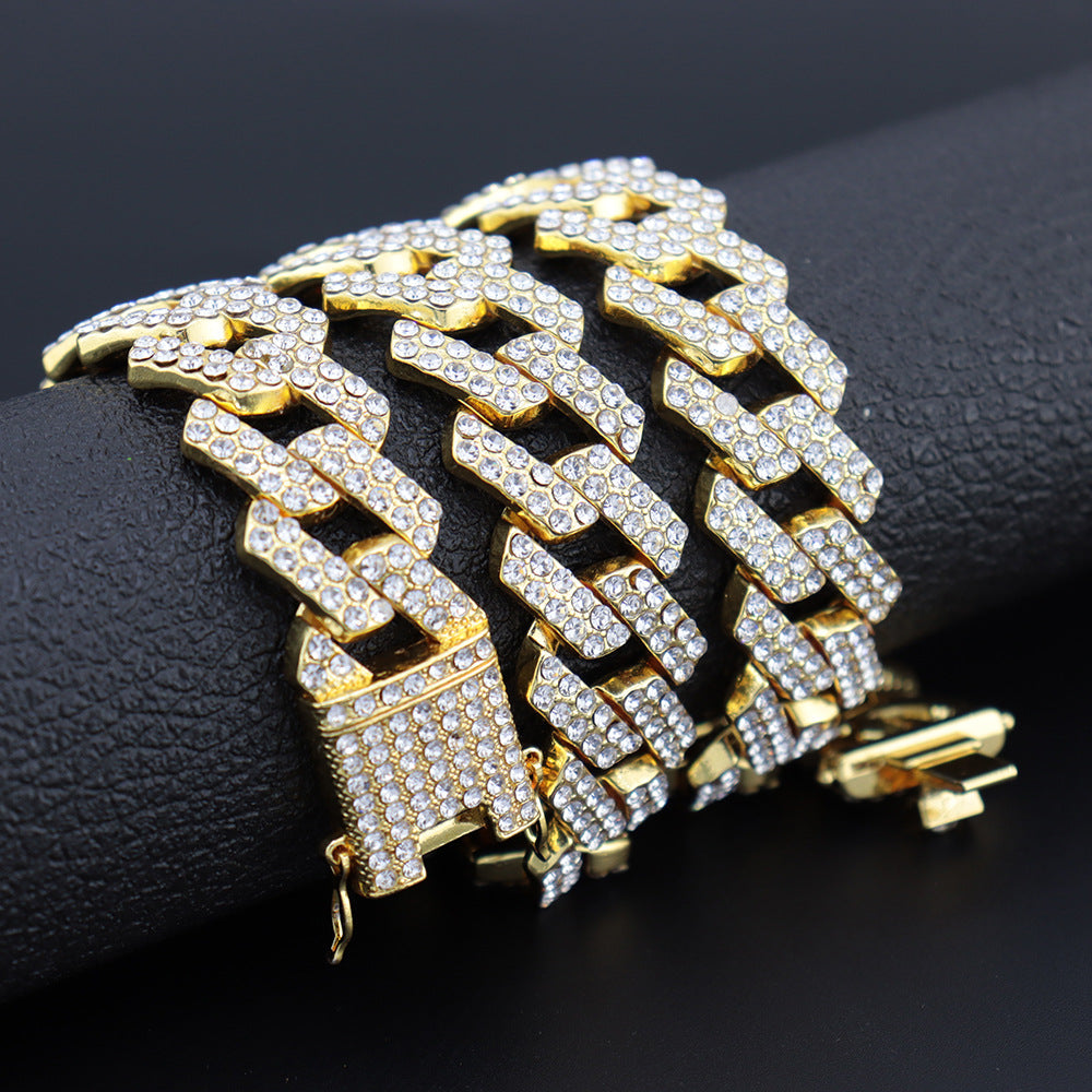 20mm Gold Plated Rhombus Iced Cuban Chain - {{ cuban link}} Chain