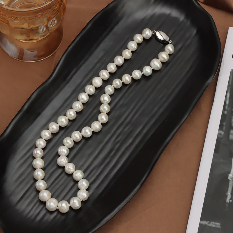 8-9MM NATURAL PEAR NECKLACE - {{ cuban link}} Chain