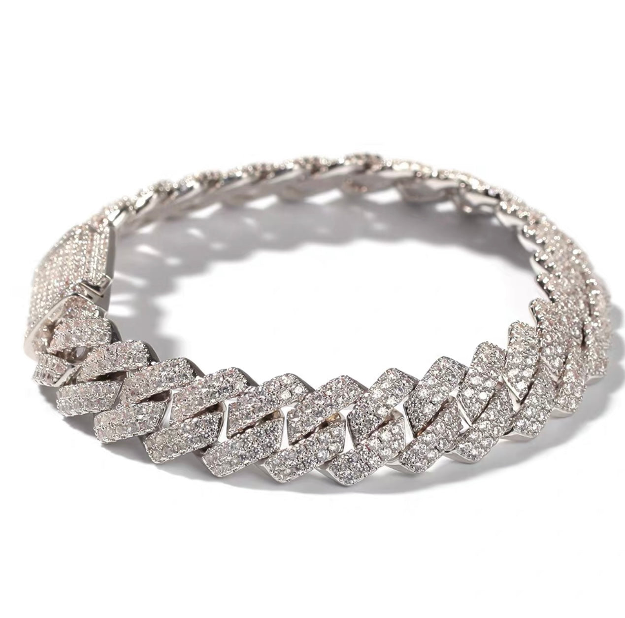 S925 MOISSANITE PRONG CUBAN BRACELT