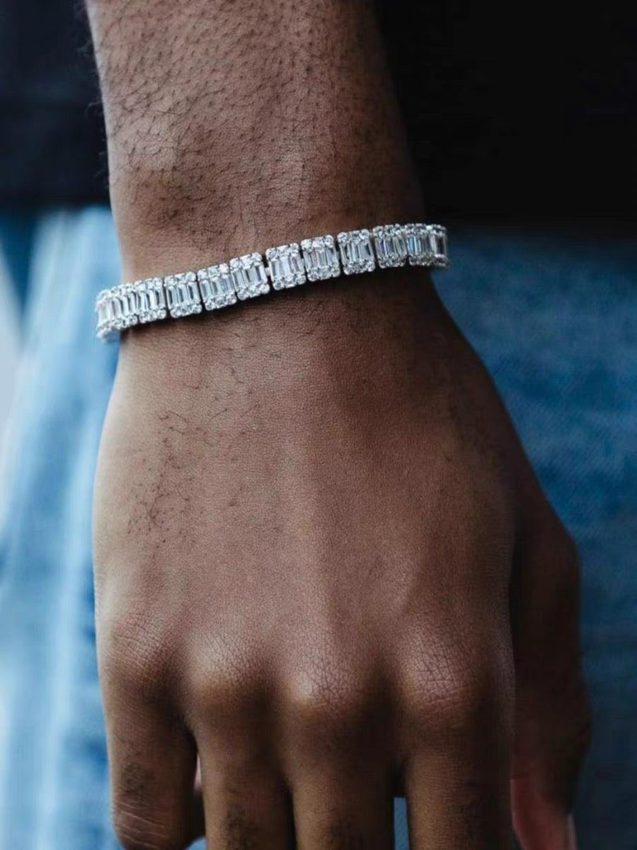 9MM 18K GOLD SQUARE CUBE TENNIS CHAIN