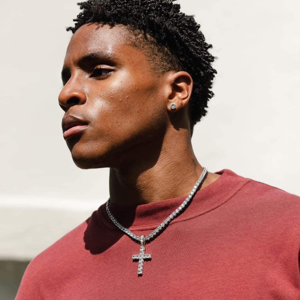 18K Gold Iced Cross Pendant