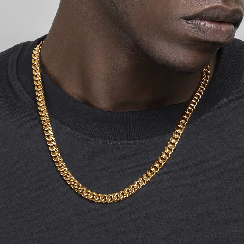 8mm 18K Gold Plated Cuban Link Chain