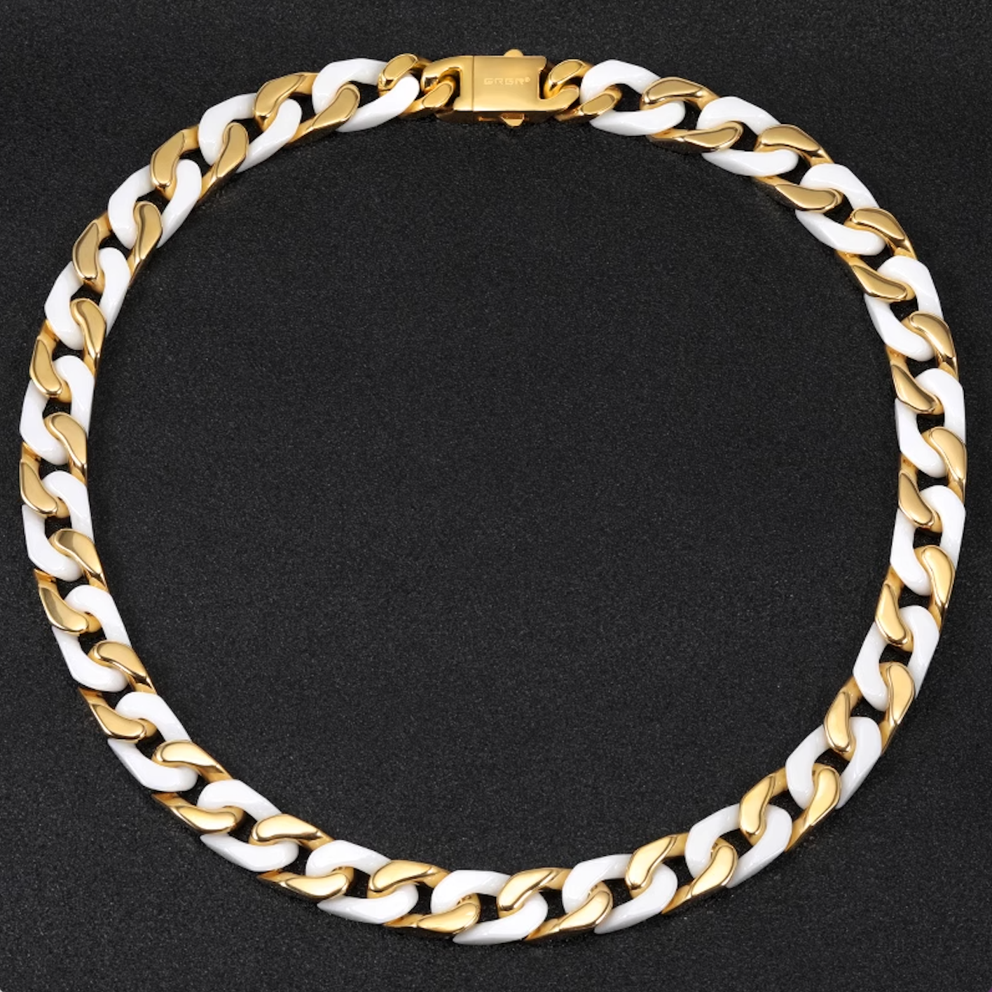 18K Gold White Ceramics Cuban Chain