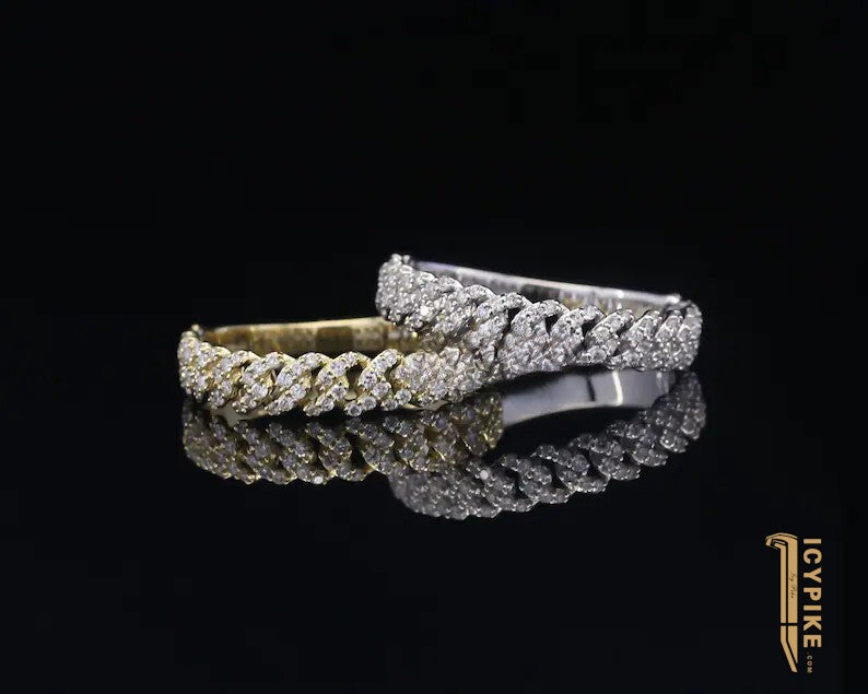14K Solid Gold Diamond Pave Cuban Curb Link Ring - {{ cuban link}} Ring