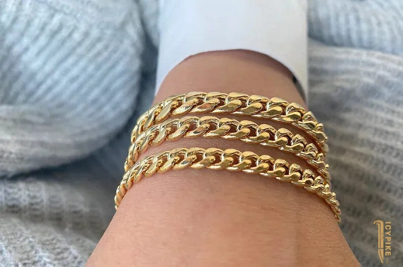 14k Solid Gold Curb Link Chain Bracelet - {{ cuban link}} Bracelet