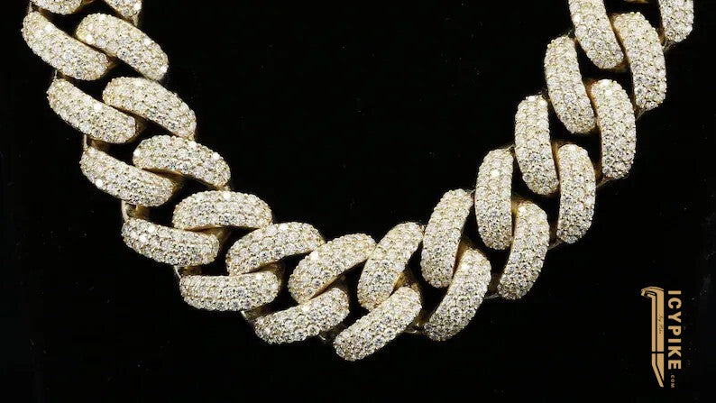 18mm Iced Out VVS Moissanite Chain Hip Hop Miami Cuban Link Chain Necklace Men and Women 10K Solid Gold Cuban Chain Hip Hip Jewelry Men - {{ cuban link}} Chain