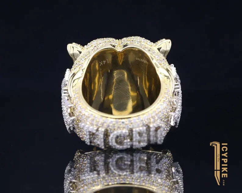 Tiger Head Iced Ring Hip Hop Ring Men‘s Moissanite Ring Full Iced Out Customize Ring - {{ cuban link}} Ring