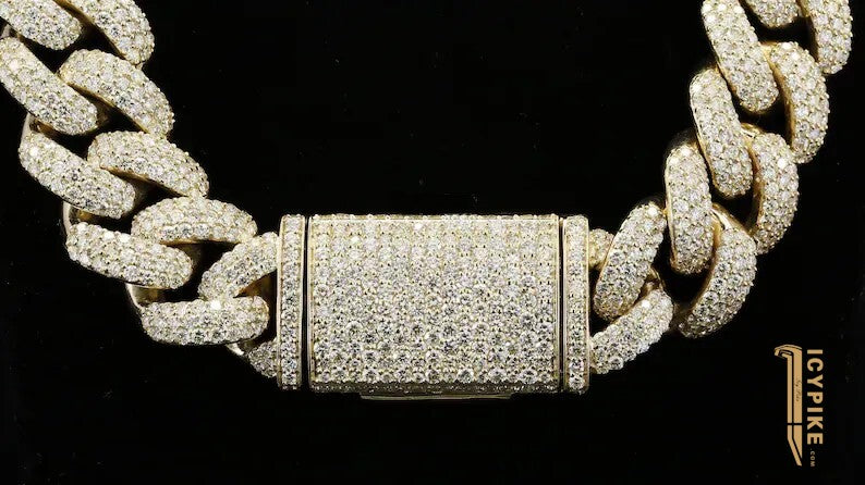 18mm Iced Out VVS Moissanite Chain Hip Hop Miami Cuban Link Chain Necklace Men and Women 10K Solid Gold Cuban Chain Hip Hip Jewelry Men - {{ cuban link}} Chain