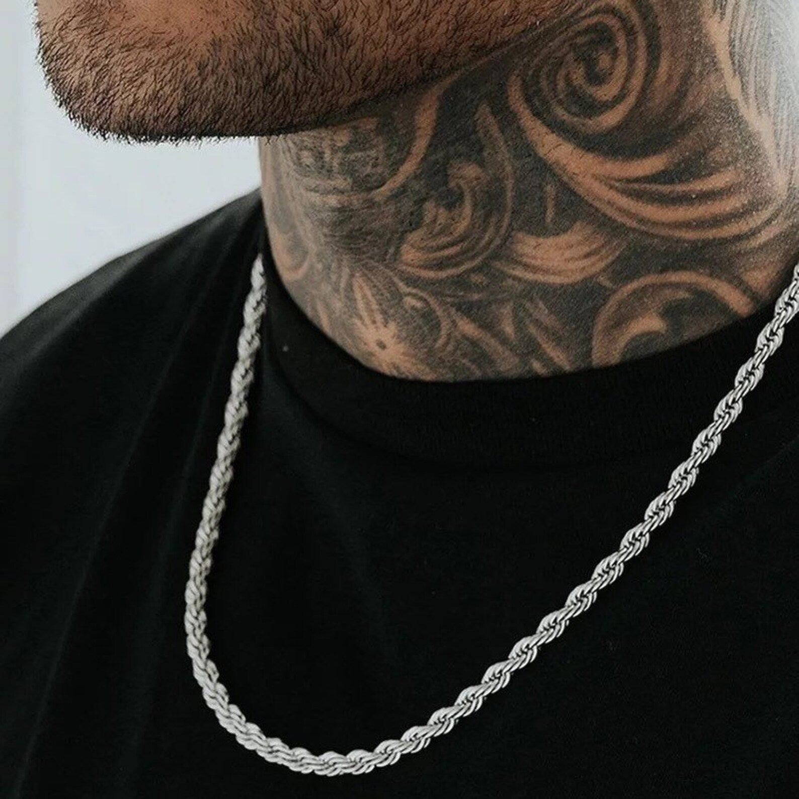 4MM 14K White Gold Plated Stainless Steel Link