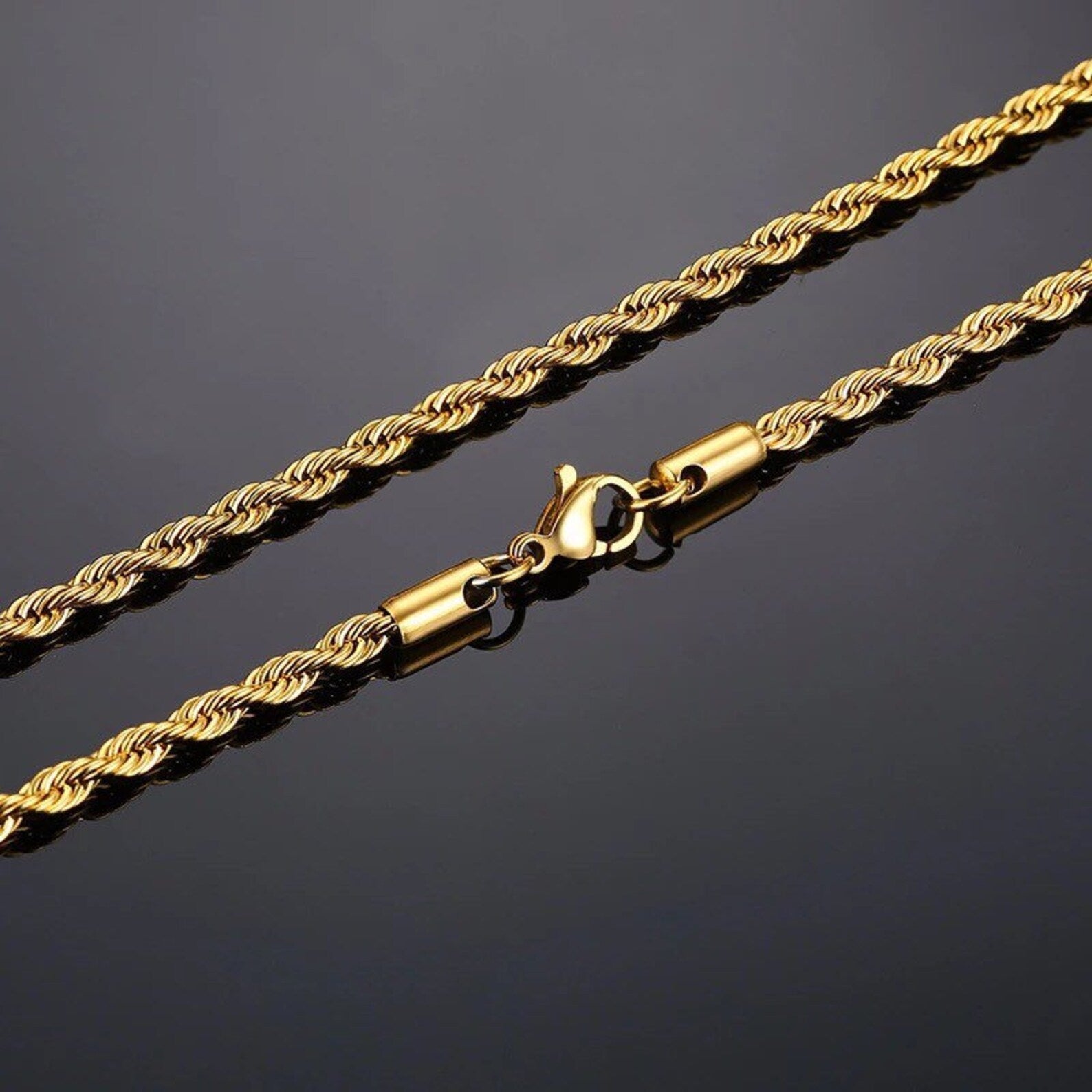 4MM 14K White Gold Plated Stainless Steel Link
