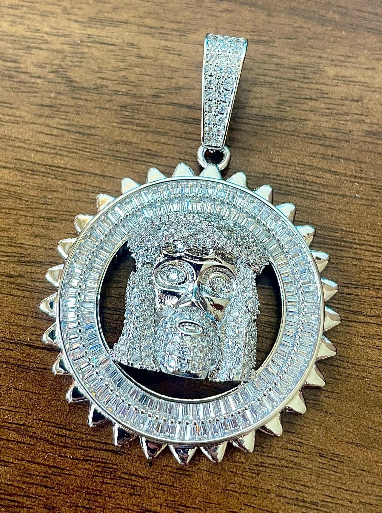 40mm*40mm 14K Gold Plated Jesus Iced Pendant - {{ cuban link}} Pendant