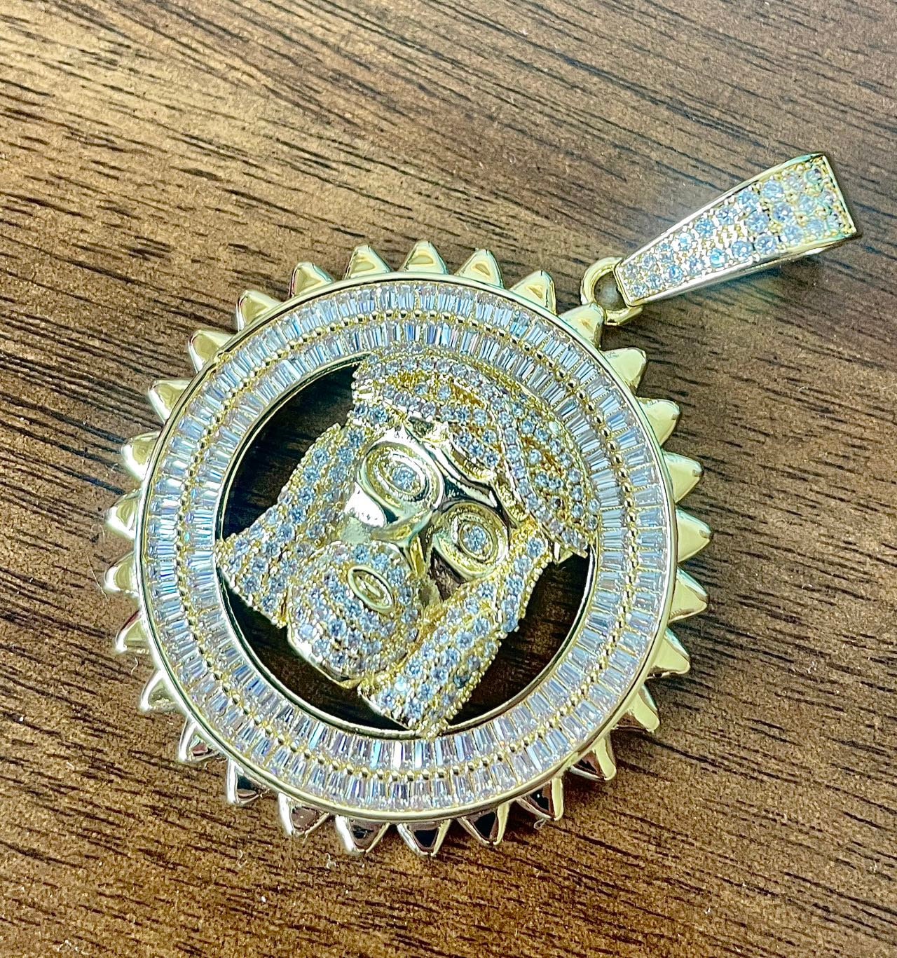 40mm*40mm 14K Gold Plated Jesus Iced Pendant - {{ cuban link}} Pendant
