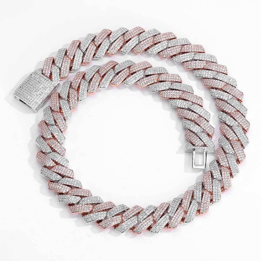 20mm 14K Gold Plated Rose Gold Iced Cuban Chain - {{ cuban link}} Chain