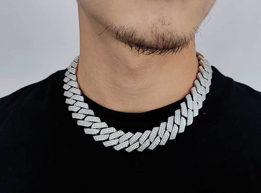 18mm S925 Sterling Silver VVS Moissanite Cuban Chain - {{ cuban link}} Chain