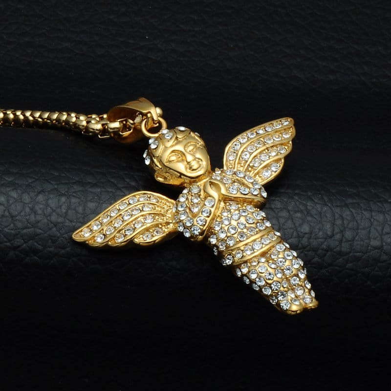 40mm*38mm 14K Gold Plated Angel Iced Pendant - {{ cuban link}} Pendant