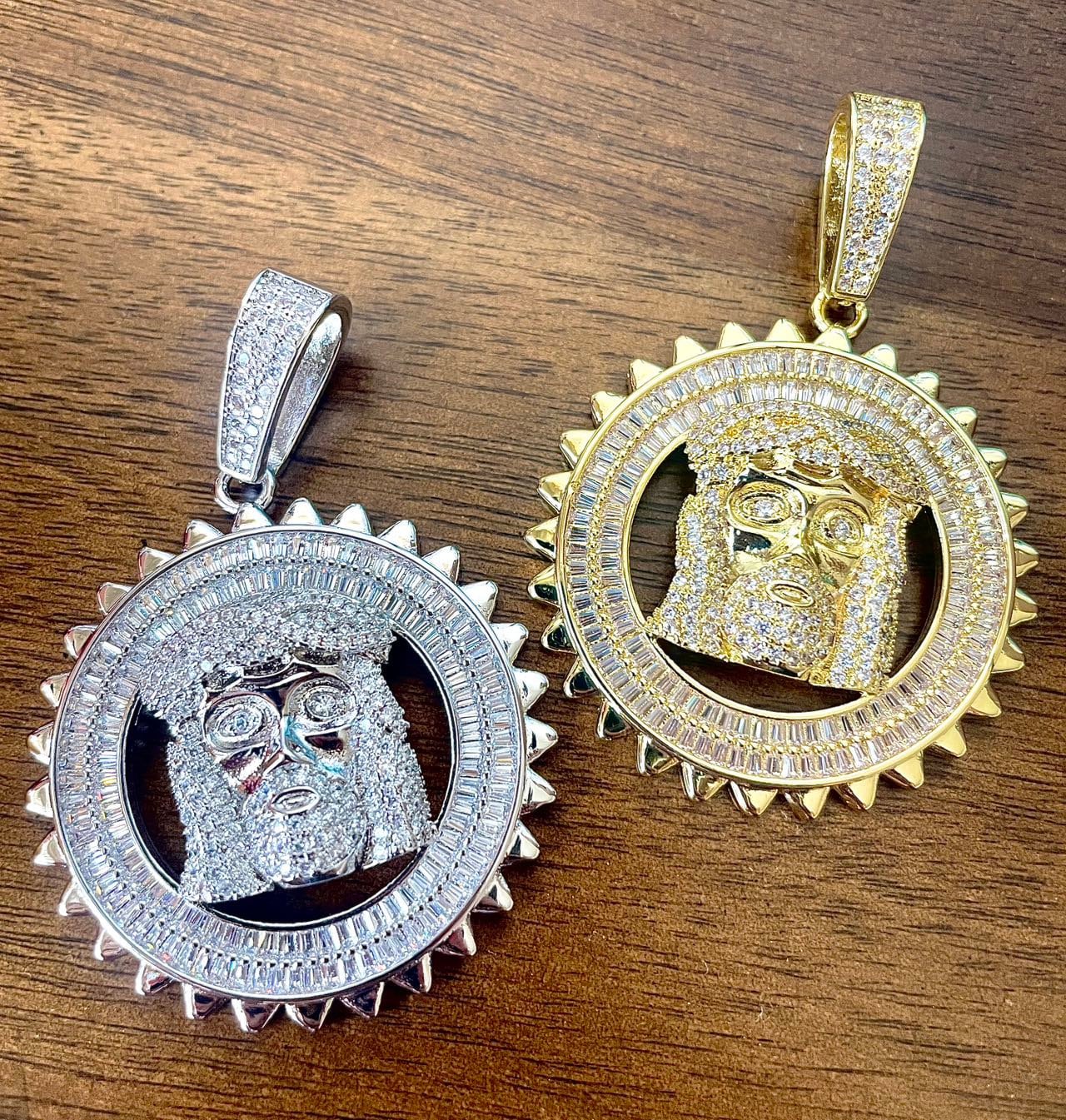 40mm*40mm 14K Gold Plated Jesus Iced Pendant - {{ cuban link}} Pendant