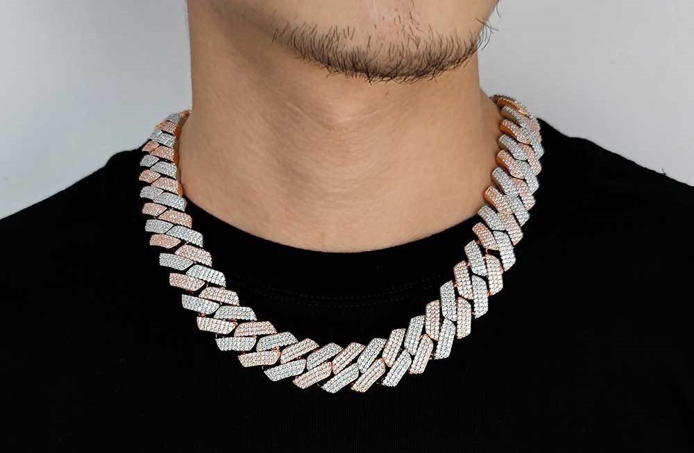 20mm 14K Gold Plated Rose Gold Iced Cuban Chain - {{ cuban link}} Chain