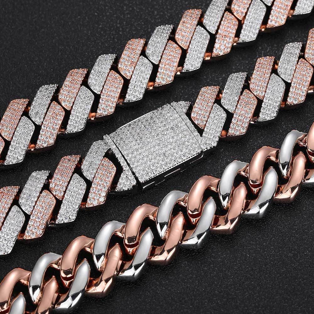 20mm 14K Gold Plated Rose Gold Iced Cuban Chain - {{ cuban link}} Chain