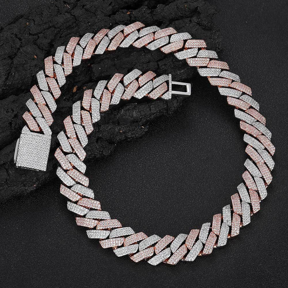 20mm 14K Gold Plated Rose Gold Iced Cuban Chain - {{ cuban link}} Chain